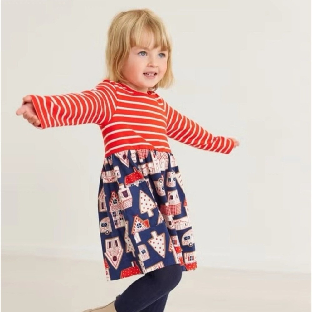 Hanna Andersson Holiday Play Dress Girls 12 150 Gingerbread Village Christmas
